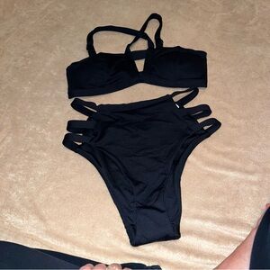 NWOT Victoria’s Secret Black Strappy Bikini Set